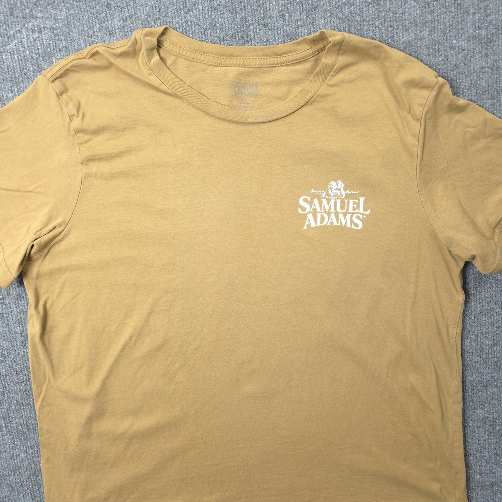 Samuel Adams Shirt Mens XL Brown Boston Lager Graphic Logo Beer Tee Brewery